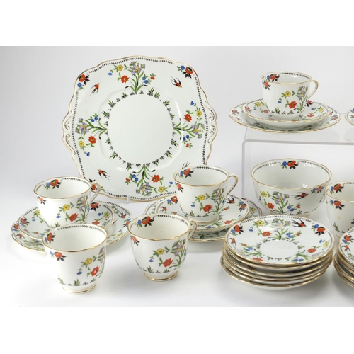 2277 - Royal Albert Crown china Iris teaware including trio's, milk jugs, sugar bowl and sandwich plate