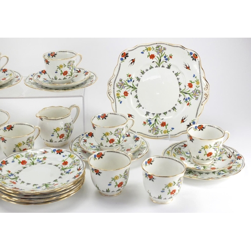 2277 - Royal Albert Crown china Iris teaware including trio's, milk jugs, sugar bowl and sandwich plate