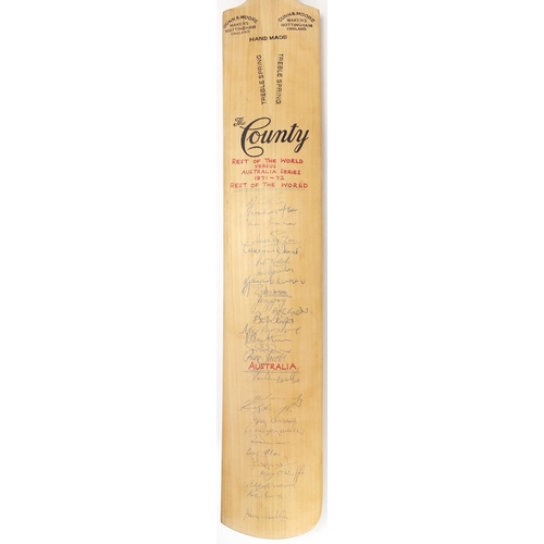 160 - Two autographed cricket bats including 1970's Gunn & Moore Cricket signed by The rest of the World a... 