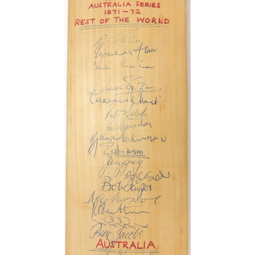 160 - Two autographed cricket bats including 1970's Gunn & Moore Cricket signed by The rest of the World a... 