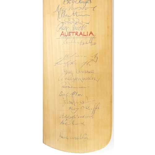 160 - Two autographed cricket bats including 1970's Gunn & Moore Cricket signed by The rest of the World a... 