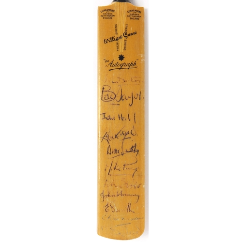 160 - Two autographed cricket bats including 1970's Gunn & Moore Cricket signed by The rest of the World a... 