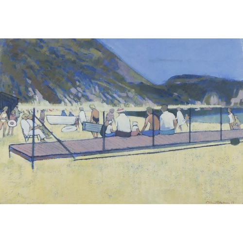 57 - Arthur Hackney - On the beach, pastel, inscribed verso, mounted and framed, 48cm x 33.5cm