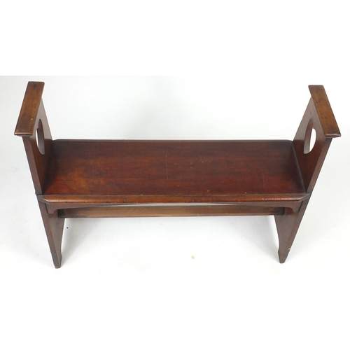 5 - Carved mahogany Arts & Crafts bench, 72cm H x 92cm W x 28cm D