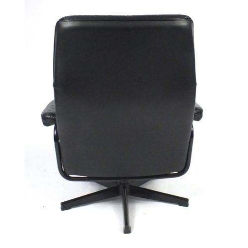 8 - Norwegian black leather easy chair by Skoghaug industry