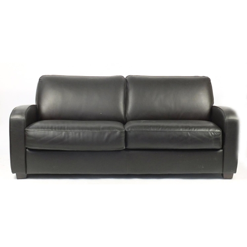 52 - Dark brown leather settee, 206cm in length