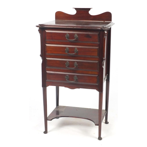 40 - Mahogany four drawer music cabinet, 99cm H x 55cm W x 39cm D