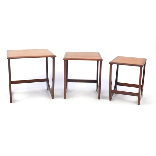 2072 - Nest of three teak G-Plan occasional tables, the largest 51cm H x 50cm W x 50cm D