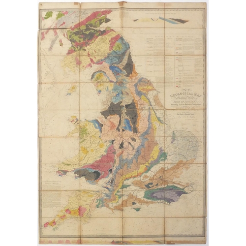169 - 19th century geological map of England & Wales and Part of Scotland, hand coloured, by J & L Walker ... 