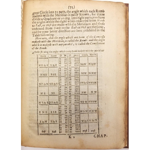 174 - Mathematical Elements in III parts, by John Newton, leather bound hardback book with fold out plates... 