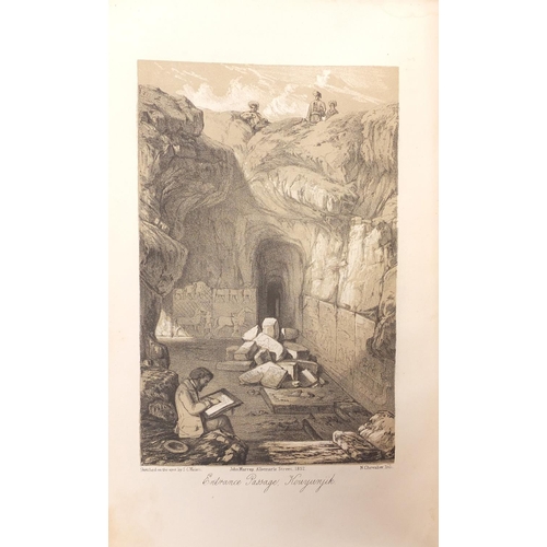 176 - Three 19th century hardback books comprising Discoveries in the Ruins of Nineveh and Babylon with pu... 