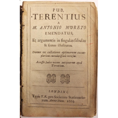 177 - Five 17th century and later hardback books comprising Pub Terentius A M Antonio Mureto Emendatus Lon... 