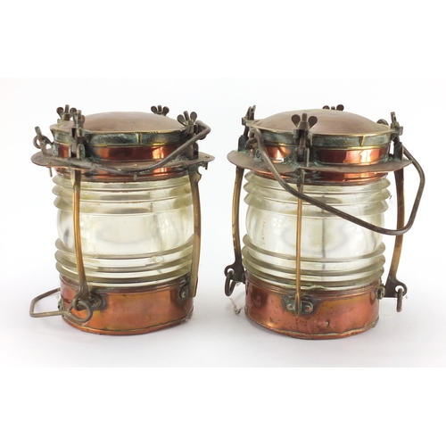 81 - Pair of copper and brass ships lanterns by Telford Grier Mackay & Co of Glasgow, with brass plaques ... 