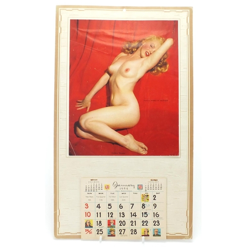 147 - Vintage 1954 Marilyn Monroe calendar, made in USA, 44cm x 25.5cm