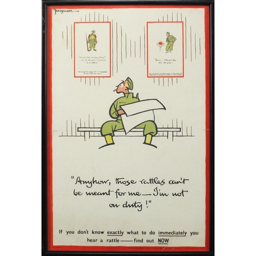 149 - World War II Propaganda poster designed by Fougasse, printed by HM Stationery office, framed, 37cm x... 