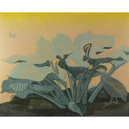 1364 - Sheila Robinson 1973 - Leaves, pencil signed print in colour, limited edition 4/60, 73cm x 62cm