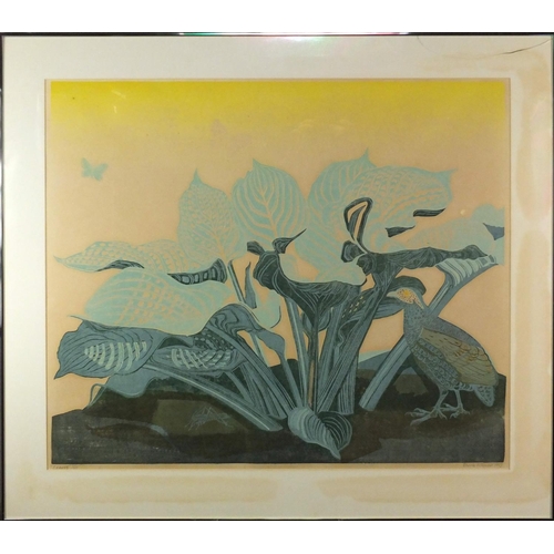 1364 - Sheila Robinson 1973 - Leaves, pencil signed print in colour, limited edition 4/60, 73cm x 62cm