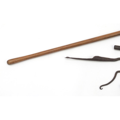 74 - Seven 19th century Shepherds crooks, one with wooden shaft, the largest 128cm in length