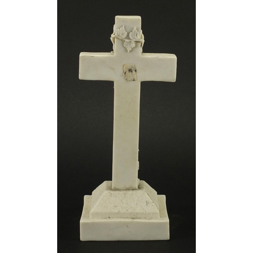 10 - 19th century Parian encrusted cross, 25cm high