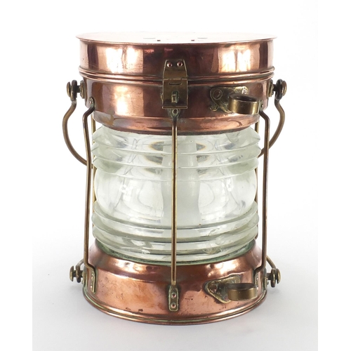 83 - Copper and brass ships lantern, 36.5cm high