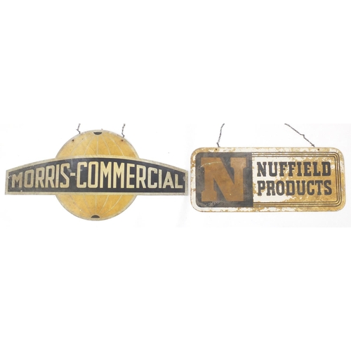 139 - Two automobilia interest dealer hangings, Morris commercial and Nuffield Products, both made in Engl... 