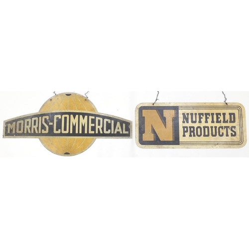 139 - Two automobilia interest dealer hangings, Morris commercial and Nuffield Products, both made in Engl... 