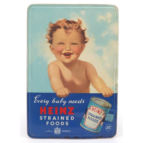 146 - Vintage Every Baby needs Heinz strained foods advertising show card, 33cm x 22cm