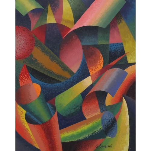 1317 - Abstract composition, geometric shapes, gouache, bearing a signature G Severini, mounted and framed,... 