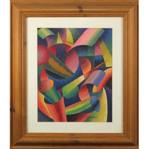 1317 - Abstract composition, geometric shapes, gouache, bearing a signature G Severini, mounted and framed,... 