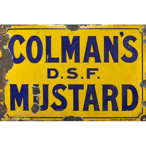 141 - Vintage Coleman's mustard enamel advertising sign, 46cm x 30.5cm