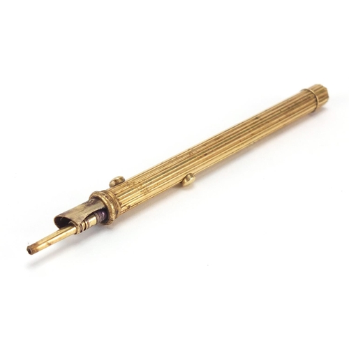 120 - Samuel Mordan & Co unmarked gold propelling pencil, 9cm in length when closed, approximate weight 14... 