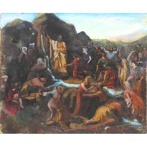 1332 - Religious scene, antique oil on canvas, unframed, 45.5cm x 37.5cm