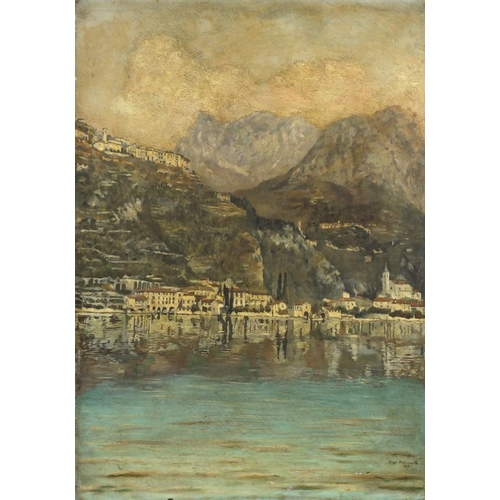 1322 - Basil Molesworth 1898 - Lake Lugano, oil on canvas, unframed, 61cm x 42cm