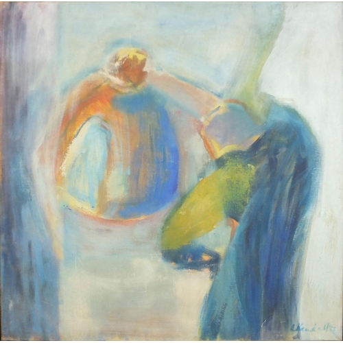 1325 - Two figures, Impressionist oil on canvas, bearing a signature Kendall, framed 76cm x 76cm