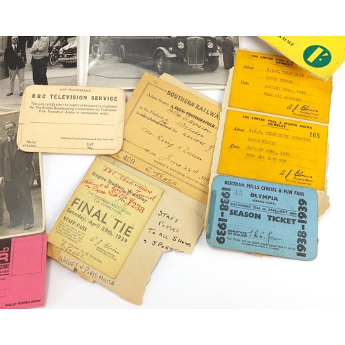 158 - 1930's and later football ephemera including Wembley Stadium passes, BBC television and World Soccer... 