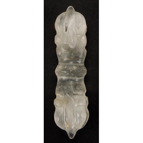 608 - Tibetan rock crystal Vajra Dorje, 5.5cm wide