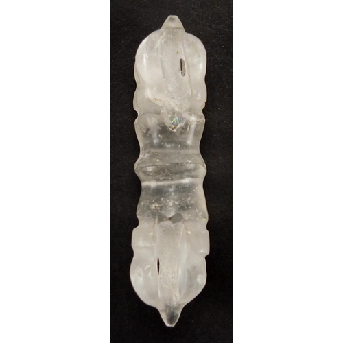 608 - Tibetan rock crystal Vajra Dorje, 5.5cm wide