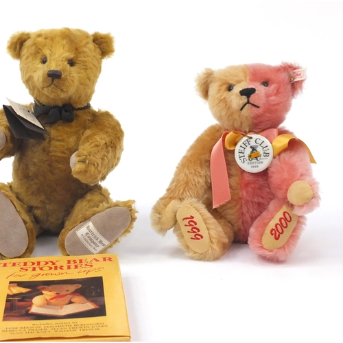 668 - Three teddy bears with related book, with jointed limbs, Steiff club edition 1999, Dean's Sheila and... 