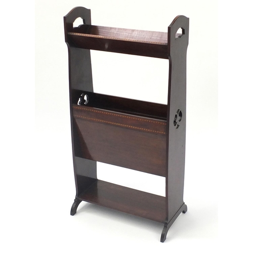 2060 - Edwardian inlaid mahogany magazine rack, 87cm high