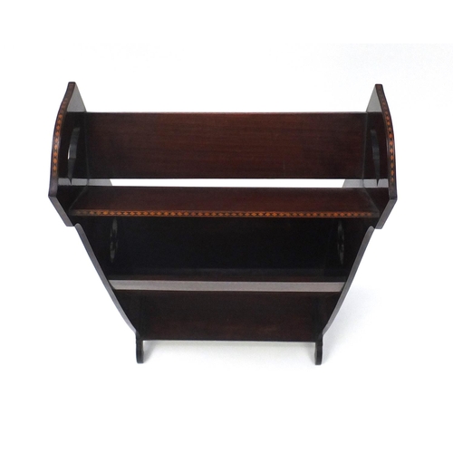 2060 - Edwardian inlaid mahogany magazine rack, 87cm high