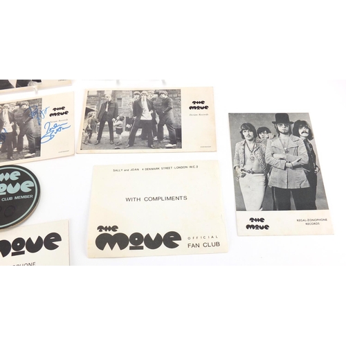 153 - 1960's The Move memorabilia including signatures and official fan club members badge