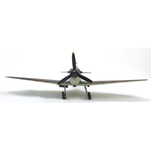 2103 - Large scratch built hand painted model of a spitfire, 180cm wide x 142cm deep