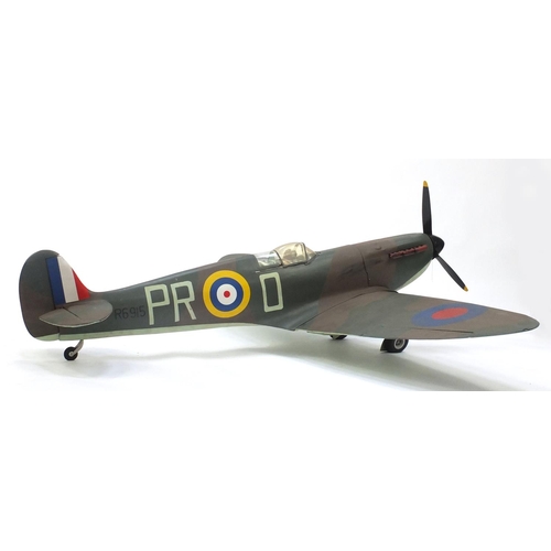 2103 - Large scratch built hand painted model of a spitfire, 180cm wide x 142cm deep