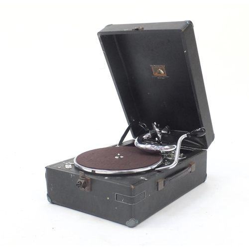 2159 - Vintage His Masters Voice portable gramophone, model 102, serial number 100053