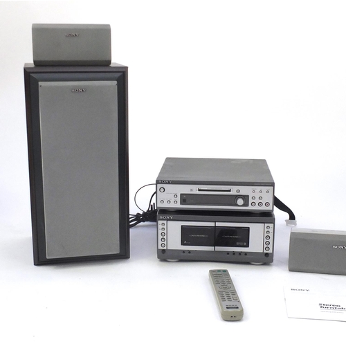 2143 - Sony separates Hi-Fi system including turntable and mini disc player, with surround sound speakers