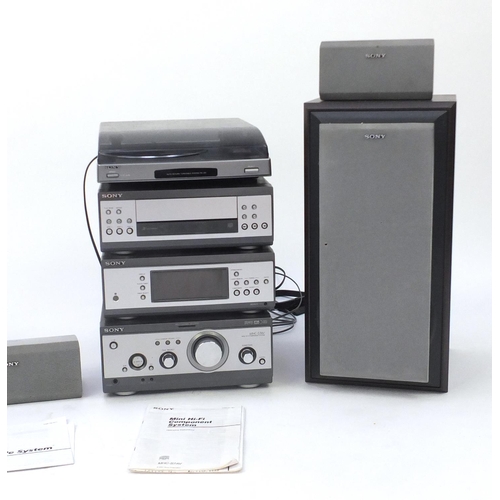 2143 - Sony separates Hi-Fi system including turntable and mini disc player, with surround sound speakers