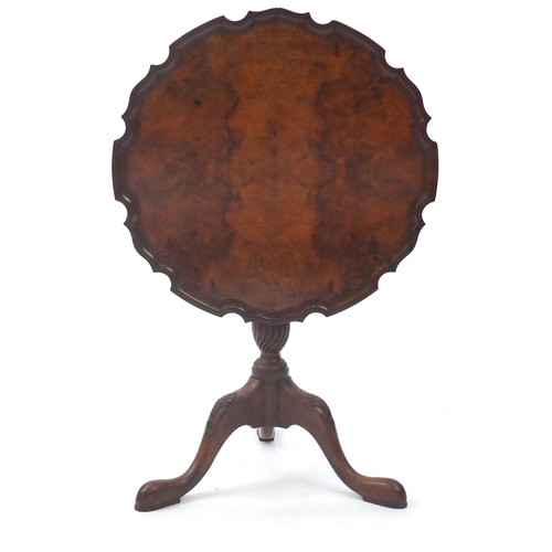 2038 - Snap top occasional table, with quarter veneered top and shell carved knees, 62.5cm high x 60.5cm in... 