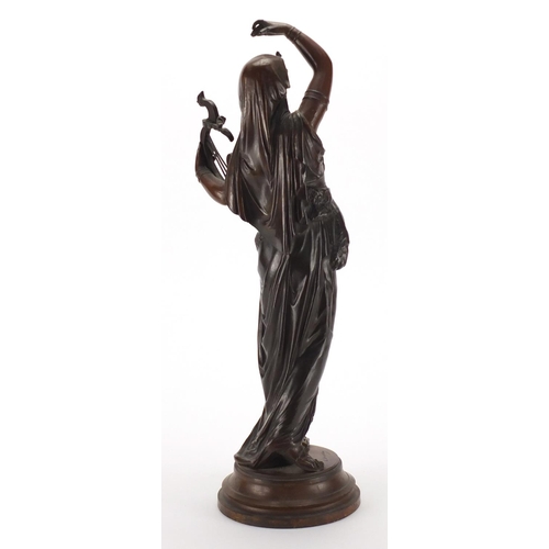 47 - Émile Bruchon, 19th century patinated bronze study of a female, titled Salammbô, 42cm high