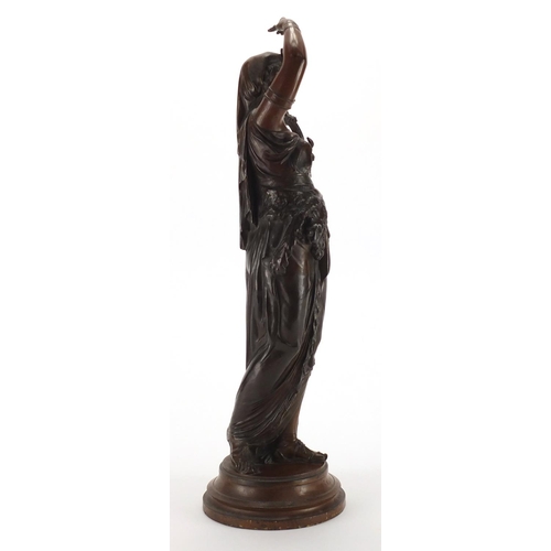 47 - Émile Bruchon, 19th century patinated bronze study of a female, titled Salammbô, 42cm high
