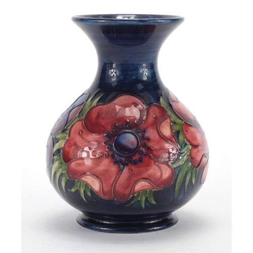 798 - Moorcroft pottery baluster vase, hand painted and tube lined in the poppy pattern, impressed and pai... 